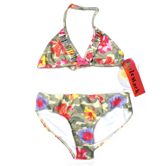 NEW Kate Mack 2pc Camo Flower Girls Bikini sz 16